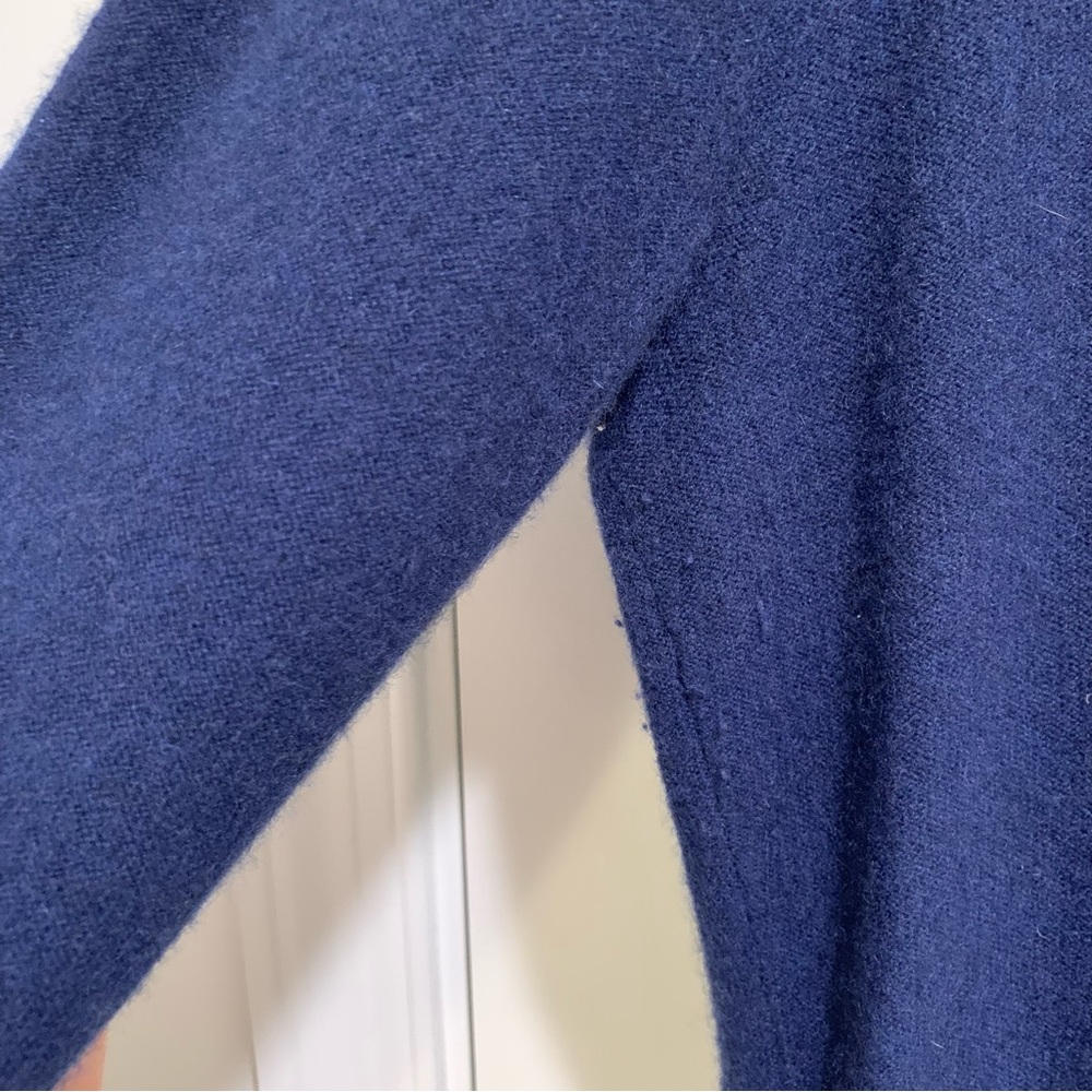 Armani Collezioni Vintage Navy Blue 100% Cashmere Pleated Cardigan Size 12 - Picture 8 of 11